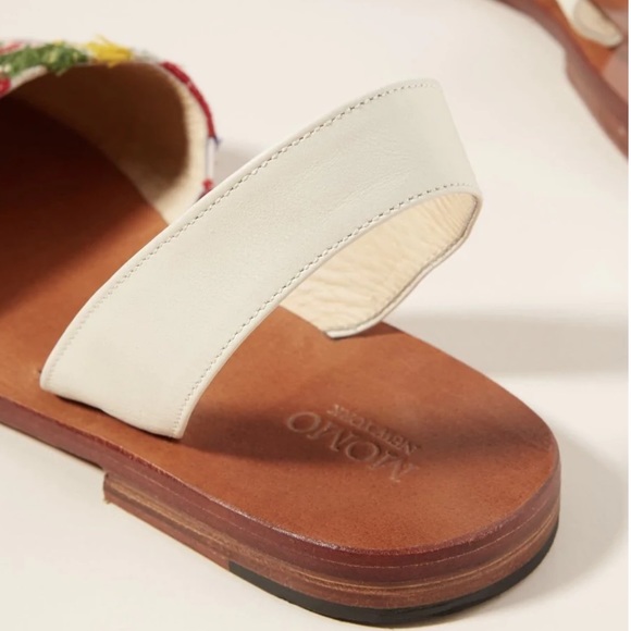 NIB MOMO New York x Anthropologie Dessa Embroidered Sling Back Leather Sandals - Picture 4 of 16